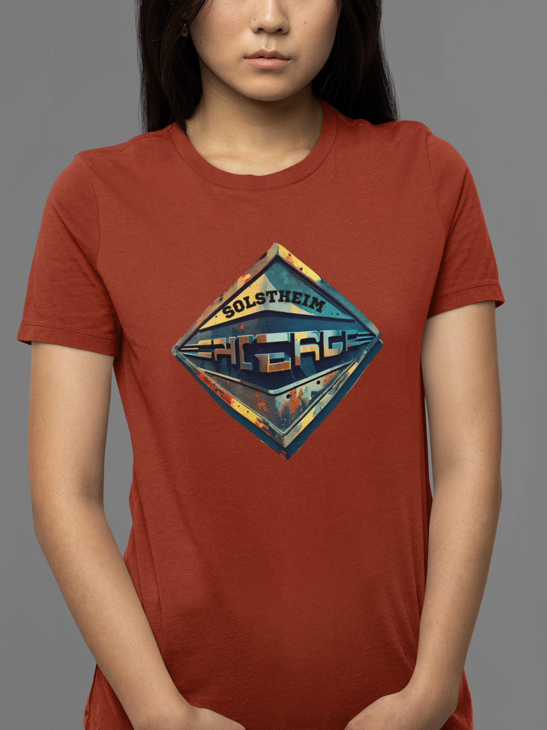 Round neck Half sleeves Tshirt with design of Retro Shield 3D