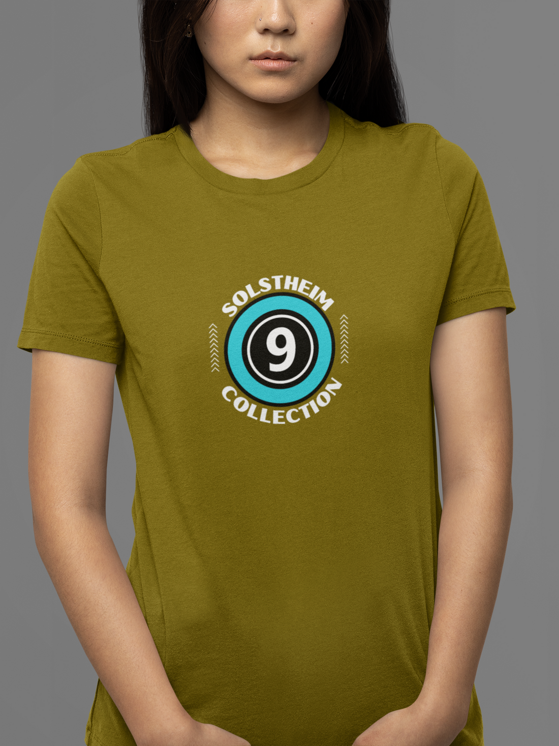 Round Neck Half Sleeves T-Shirt with Number 9 Design