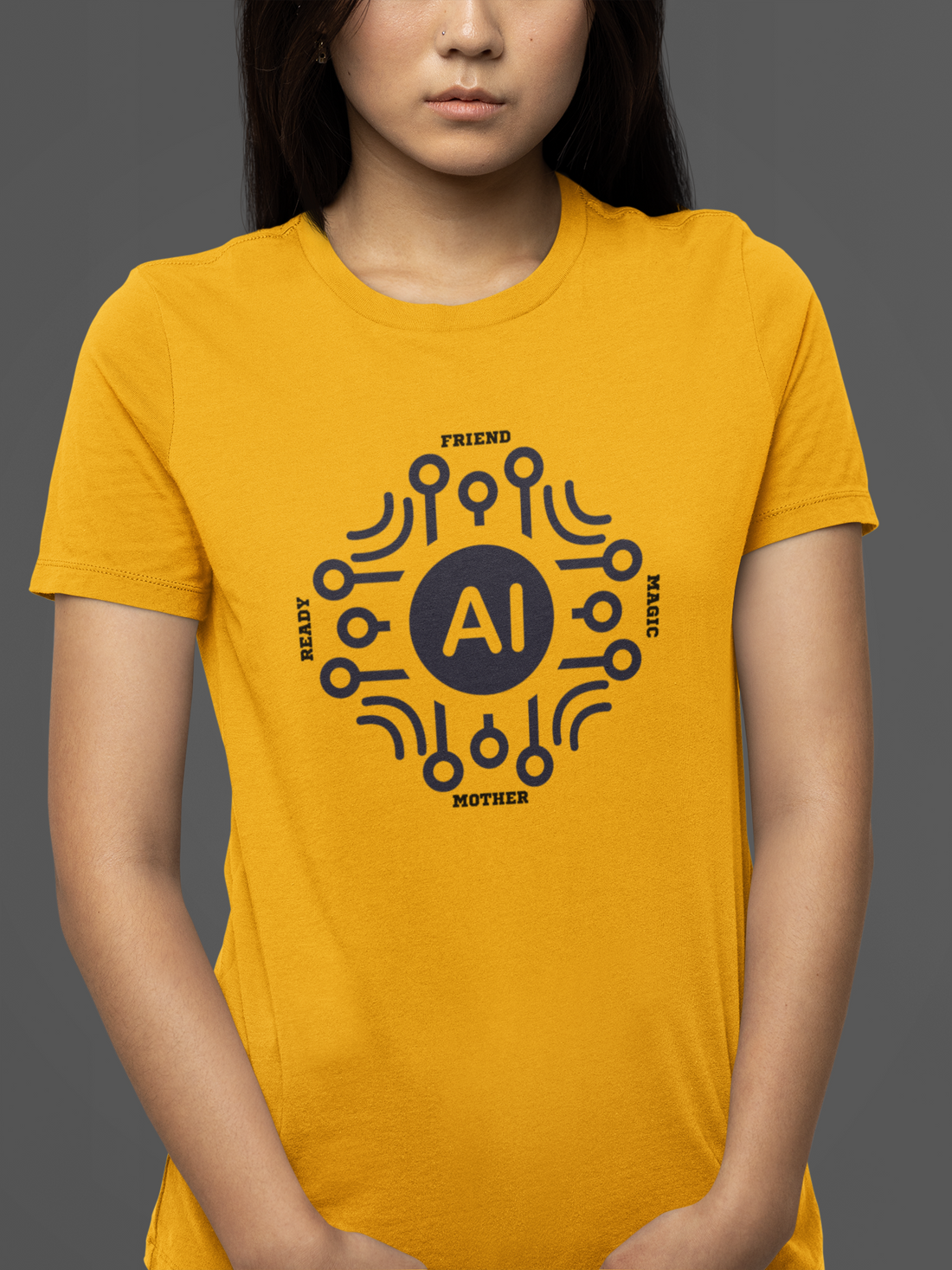 Round neck Half  sleeves Tshirt with AI Indian language connection