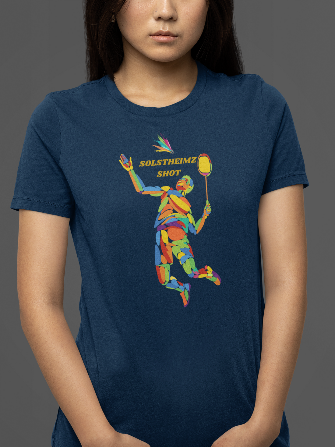 Round neck Half  sleeves Tshirt with Badminton design