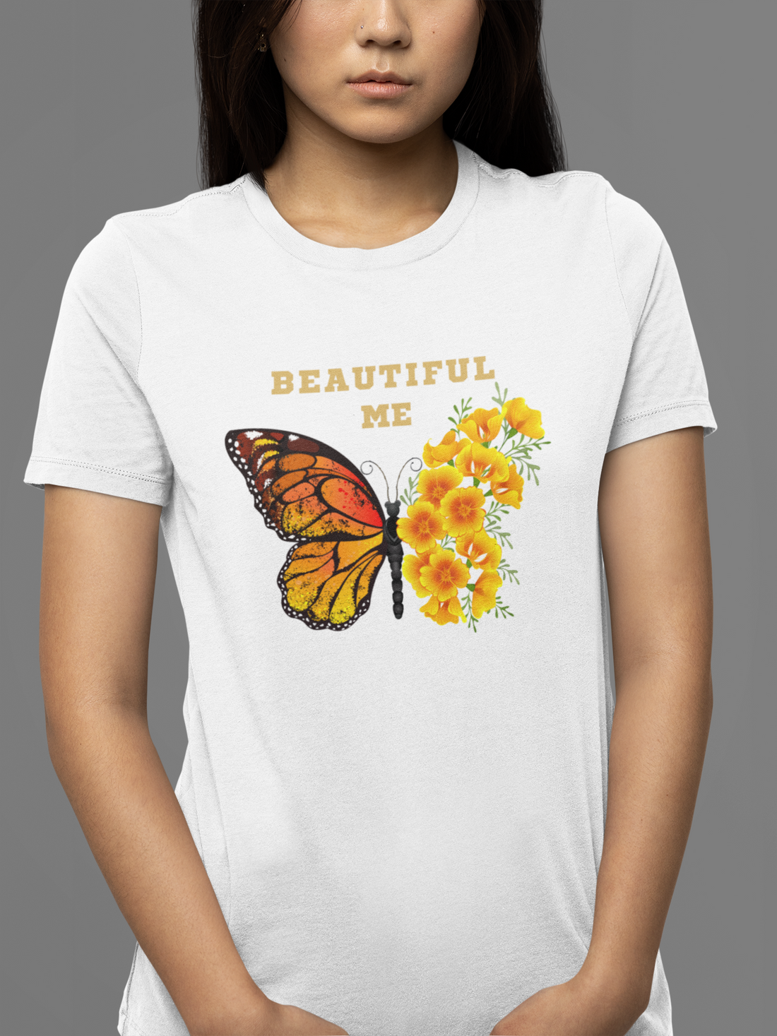 Round Neck Half Sleeves T-Shirt for women with Butterfly