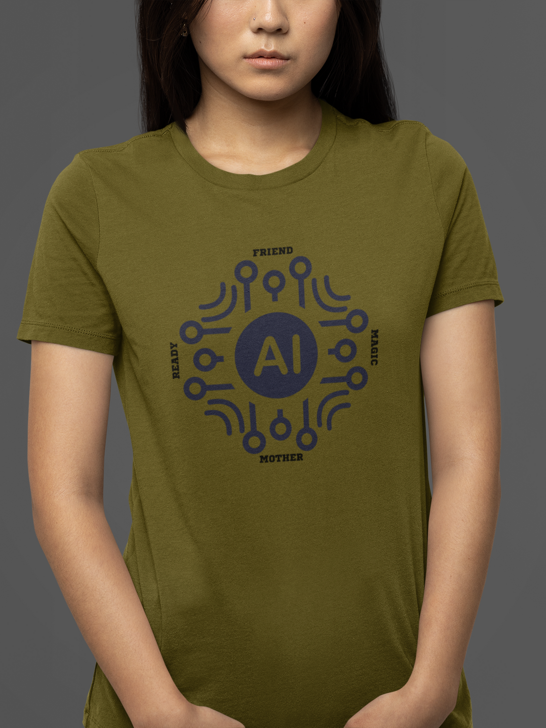 Round neck Half  sleeves Tshirt with AI Indian language connection