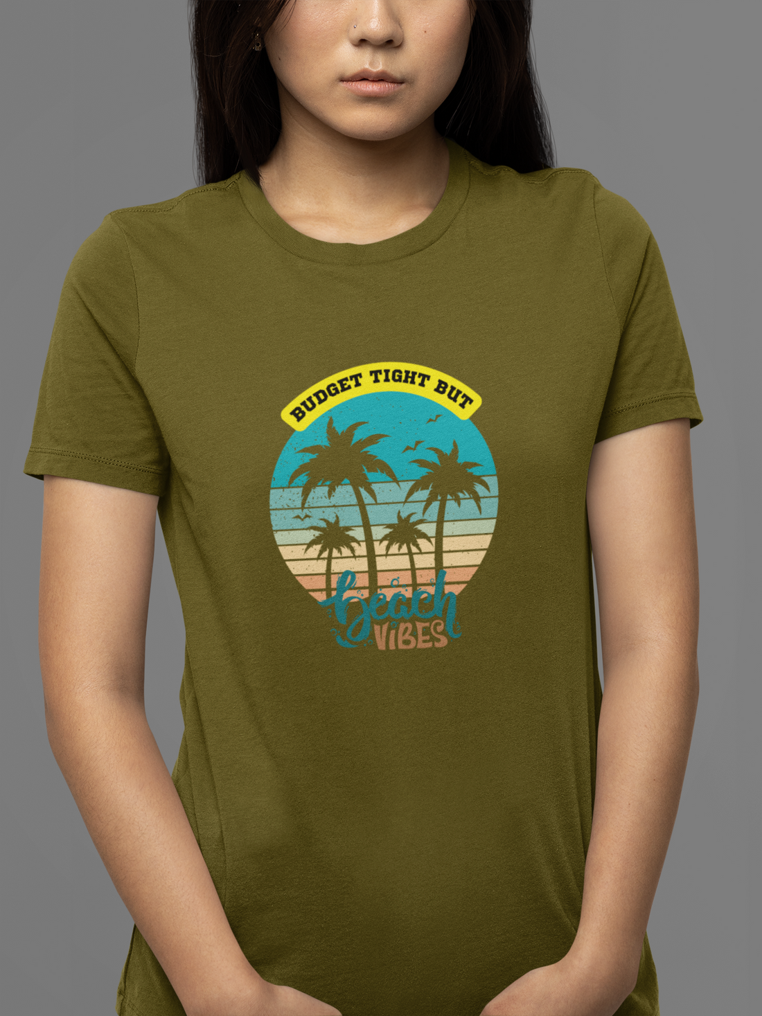 Round neck Half sleeves Tshirt with design of Cool Beach Vibes