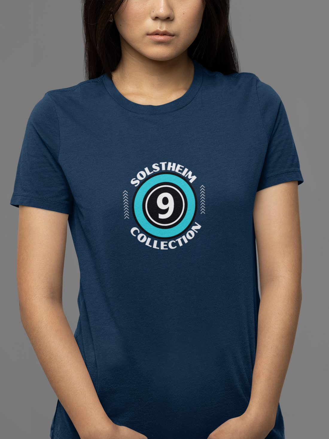 Round Neck Half Sleeves T-Shirt with Number 9 Design