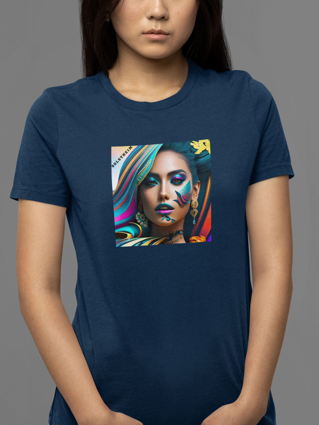 Round neck Half sleeves Tshirt with design of Woman Art