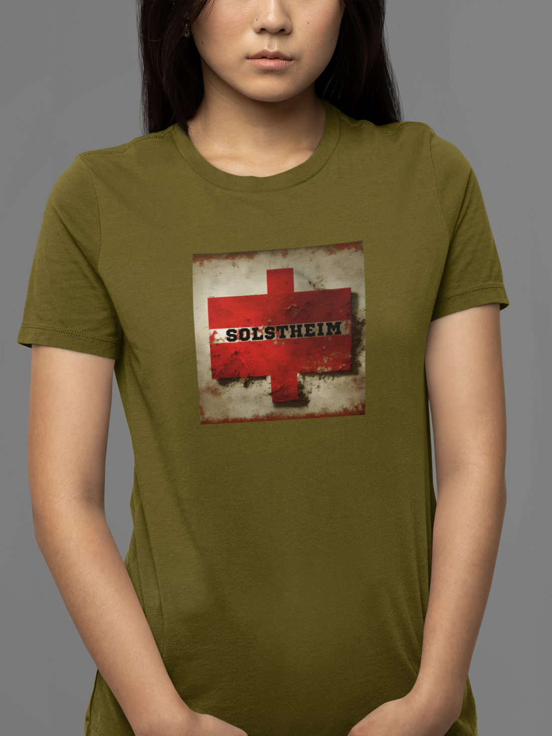 Round neck Half sleeves Tshirt with design of Retro Red Cross Plus