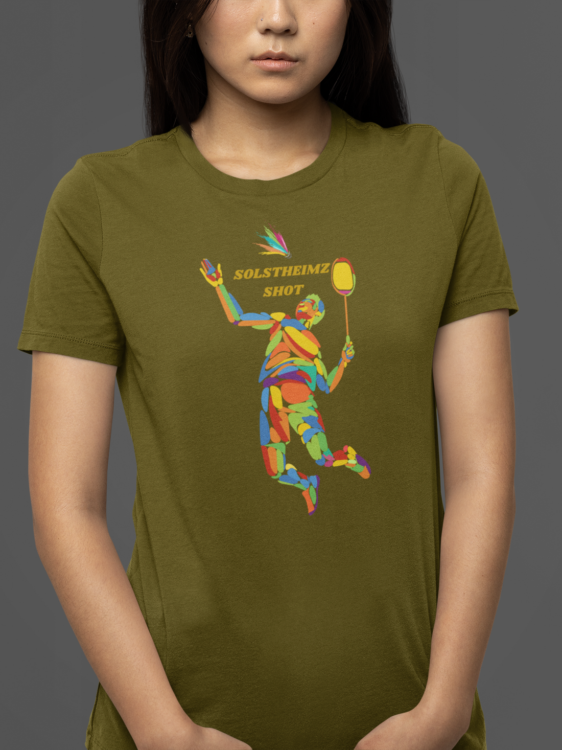 Round neck Half  sleeves Tshirt with Badminton design