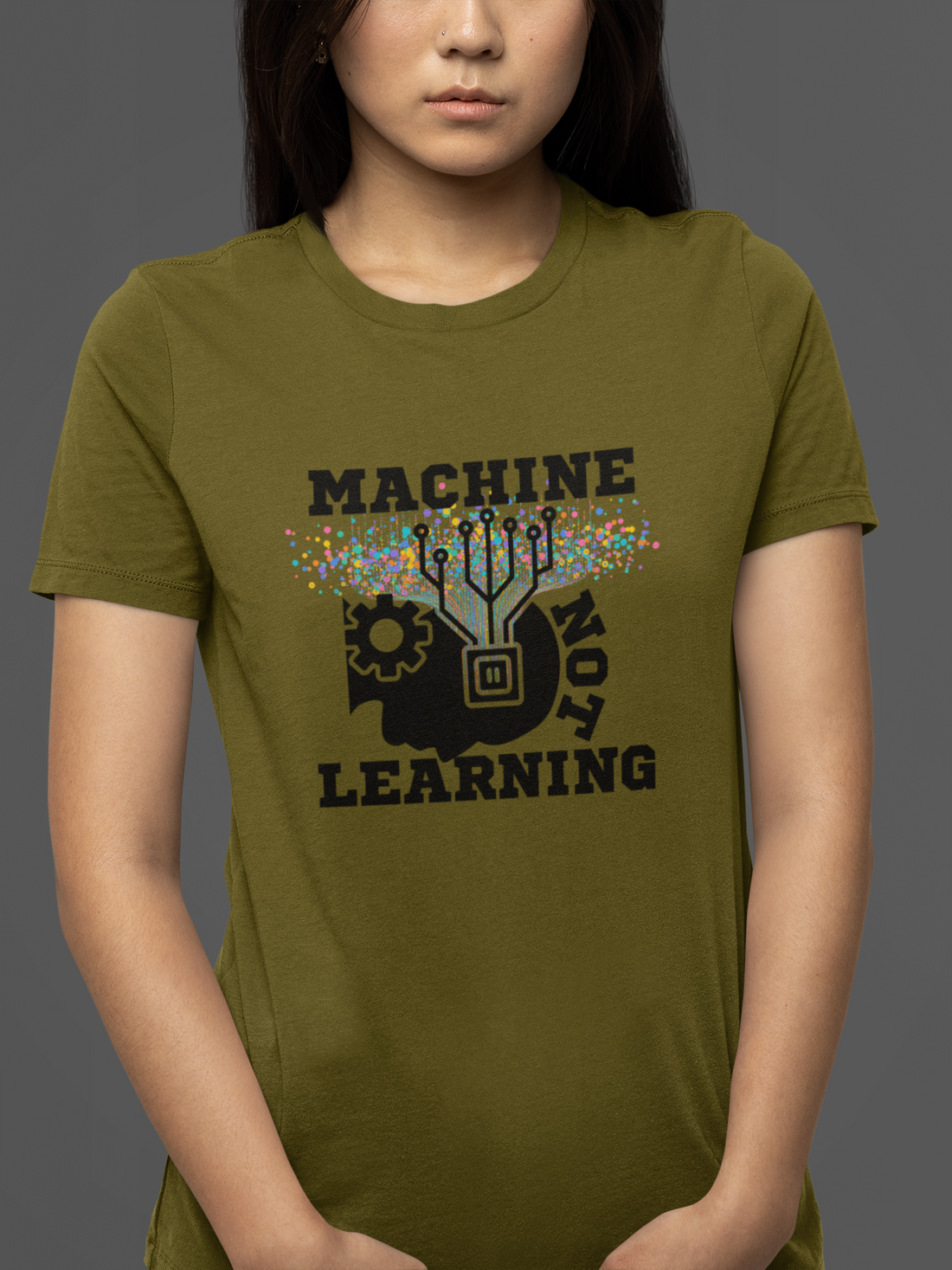 Round neck Half  sleeves Tshirt with Machine Not Learning