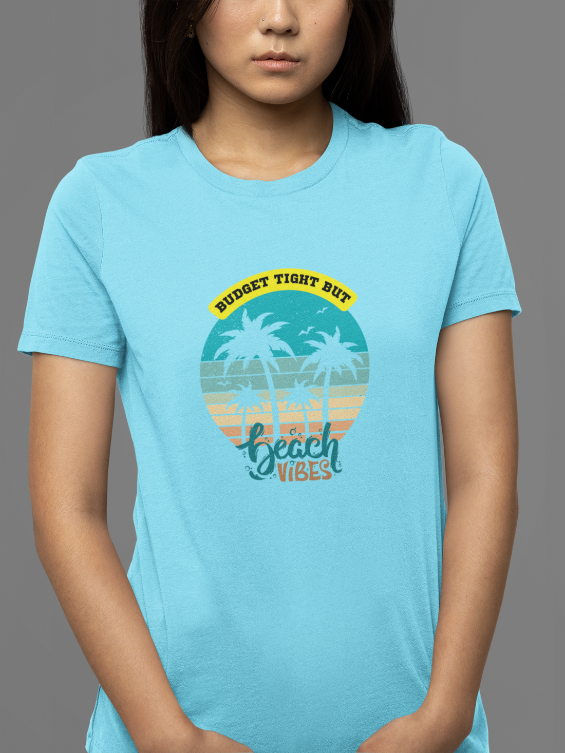 Round neck Half sleeves Tshirt with design of Cool Beach Vibes