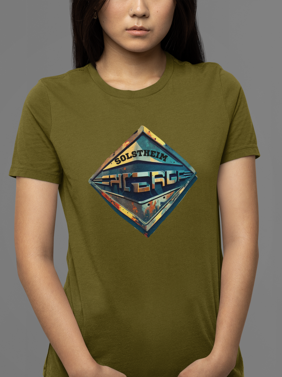 Round neck Half sleeves Tshirt with design of Retro Shield 3D