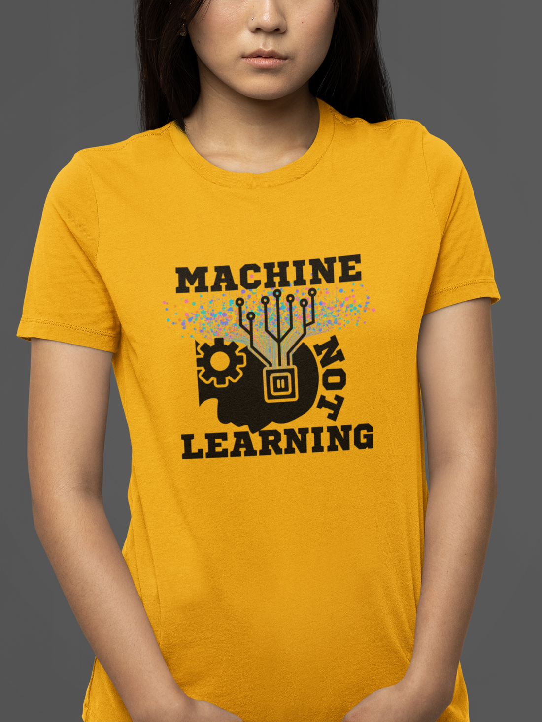 Round neck Half  sleeves Tshirt with Machine Not Learning