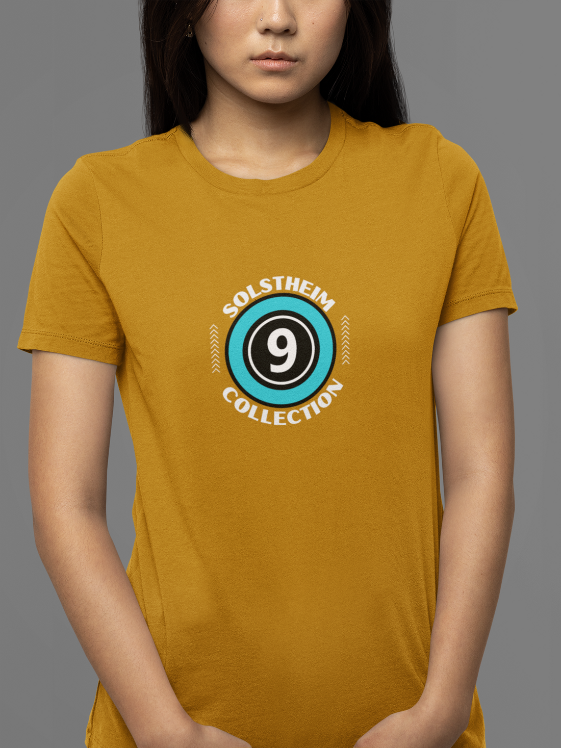 Round Neck Half Sleeves T-Shirt with Number 9 Design