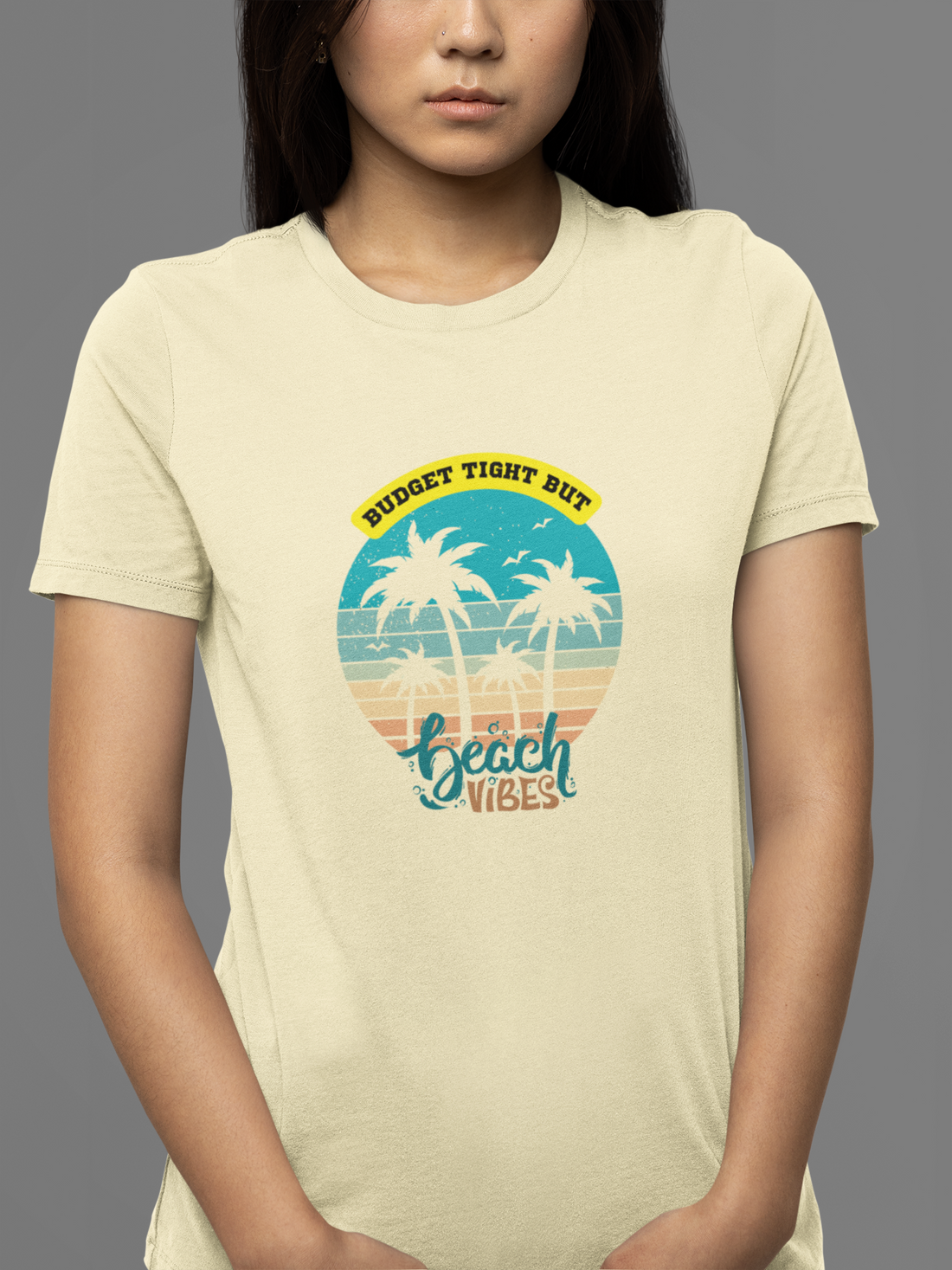 Round neck Half sleeves Tshirt with design of Cool Beach Vibes