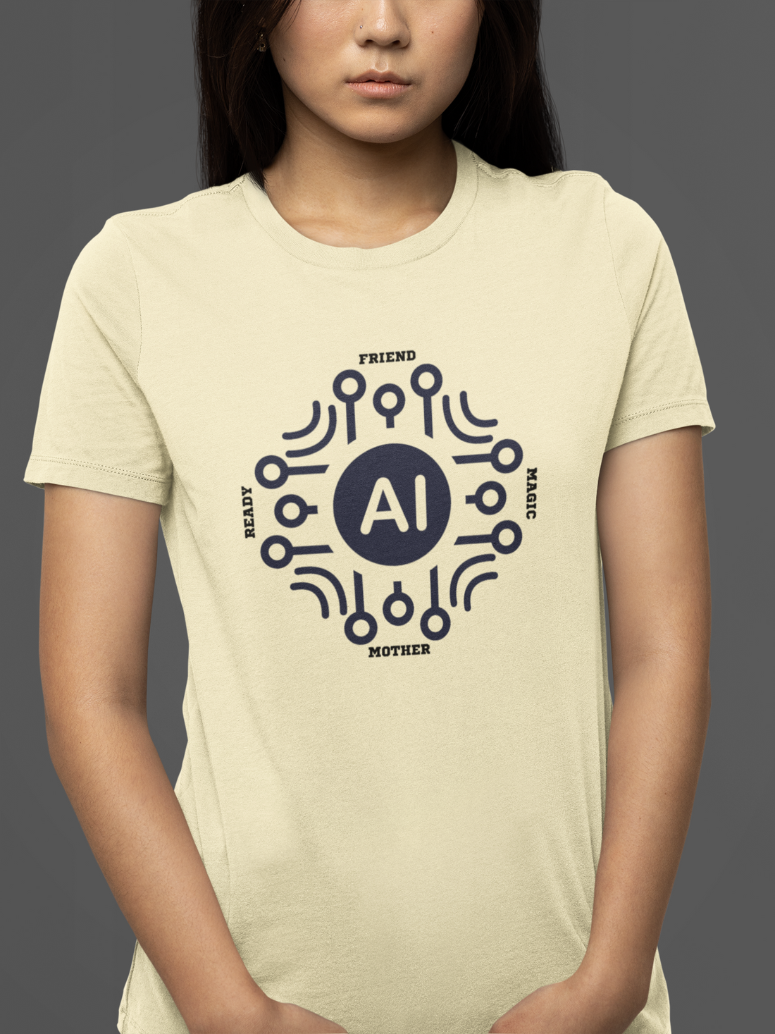 Round neck Half  sleeves Tshirt with AI Indian language connection