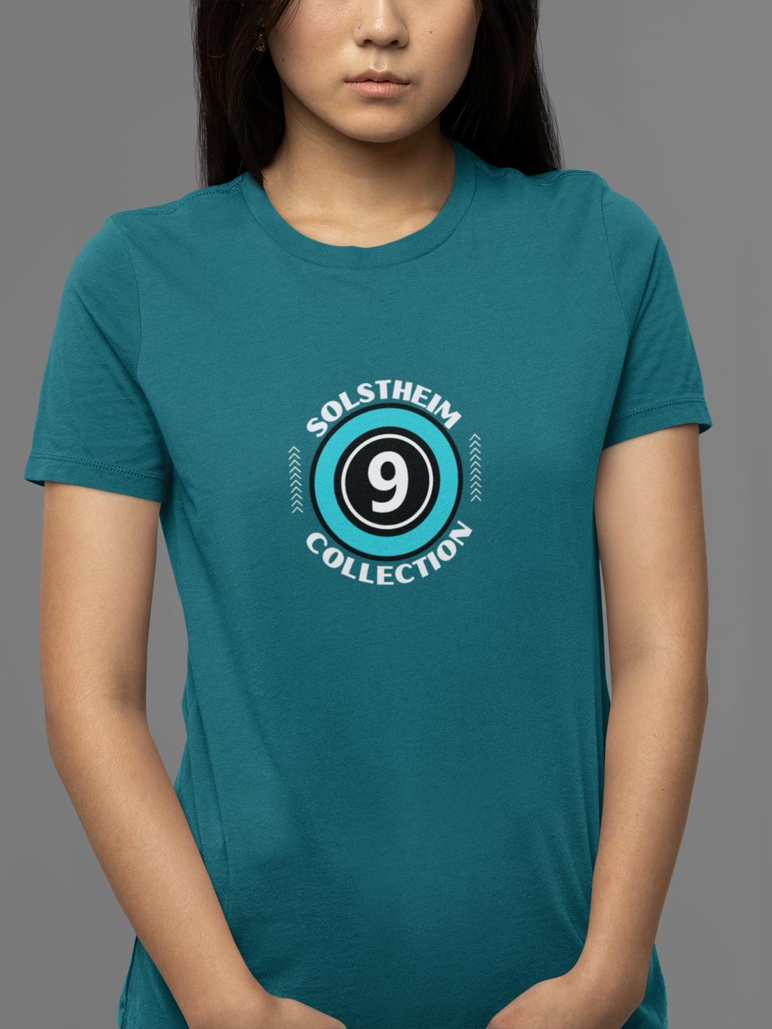 Round Neck Half Sleeves T-Shirt with Number 9 Design