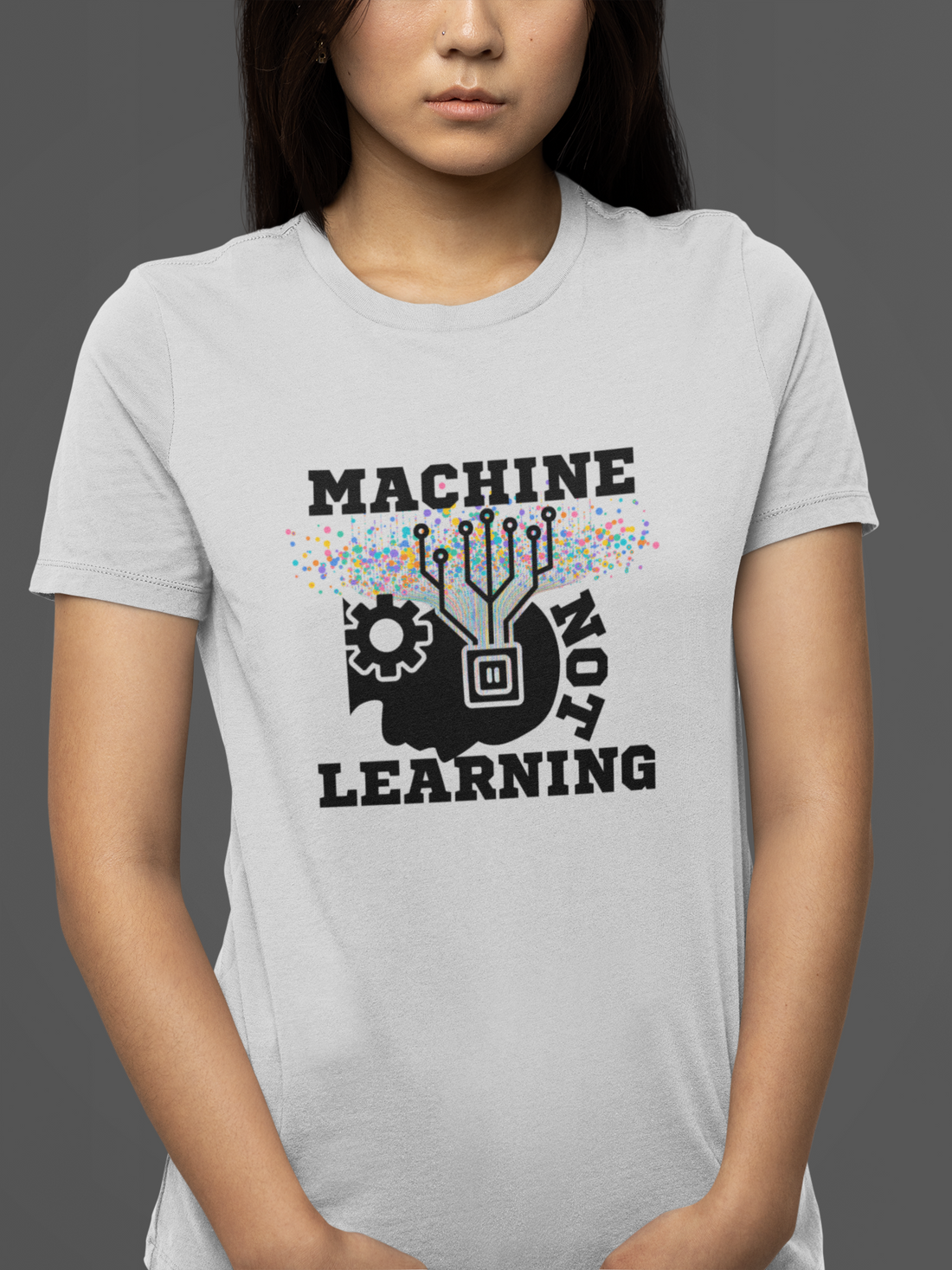 Round neck Half  sleeves Tshirt with Machine Not Learning