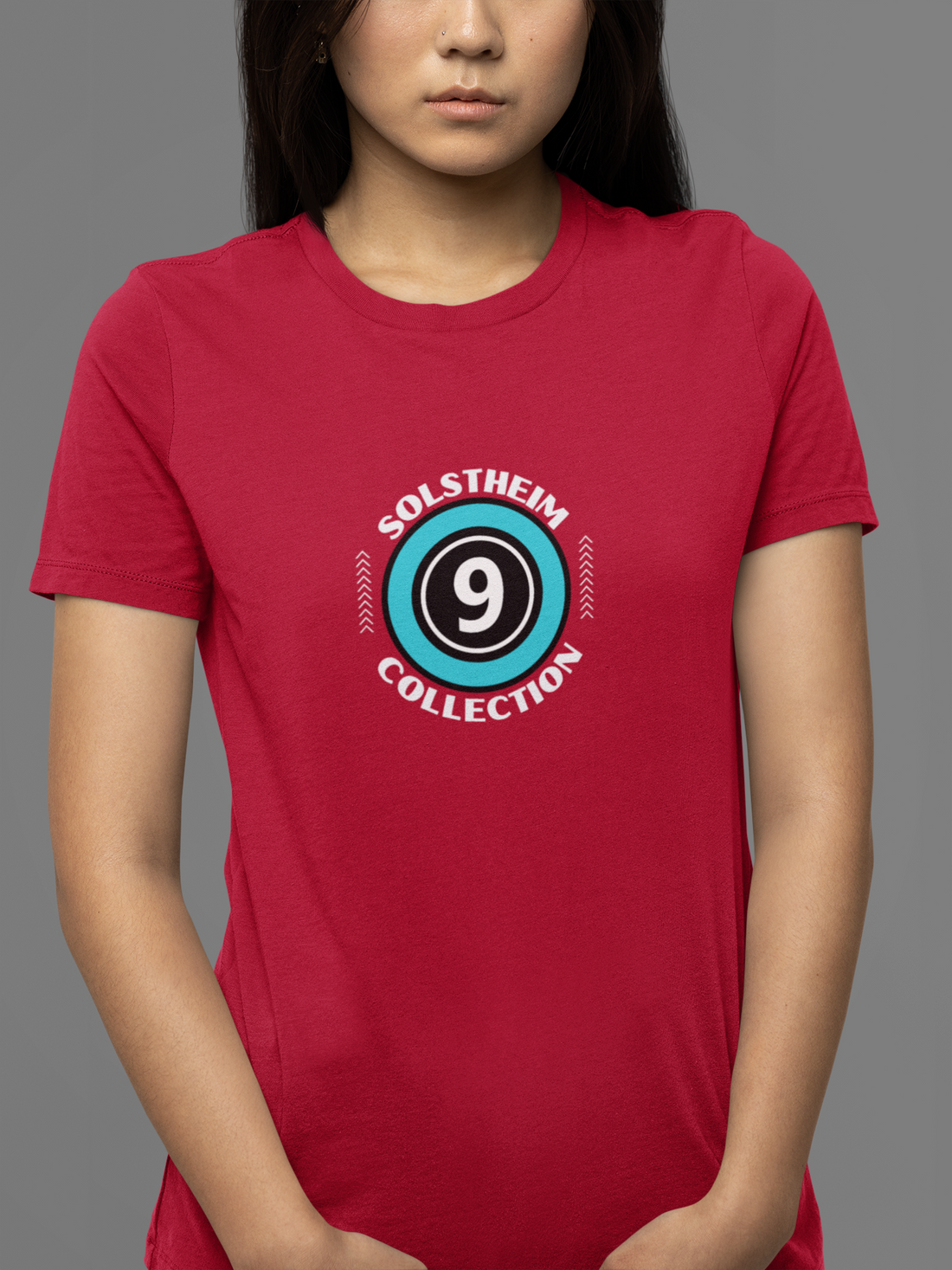 Round Neck Half Sleeves T-Shirt with Number 9 Design