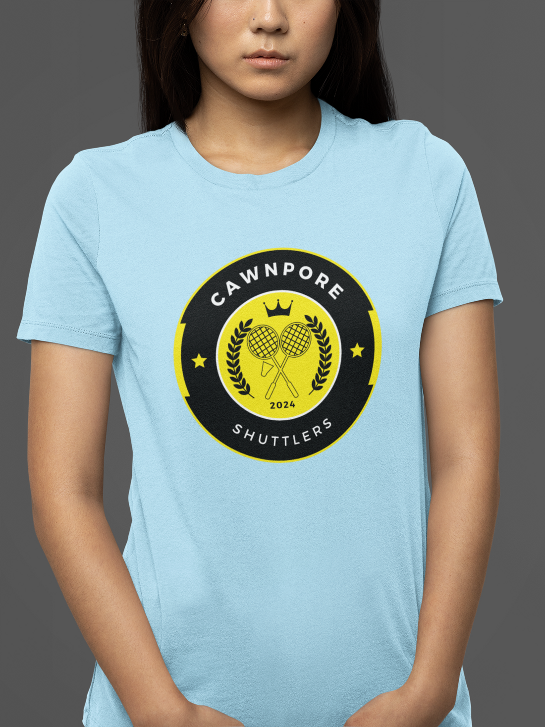 Round neck Half  sleeves Tshirt with Cawnpore Shuttlers design