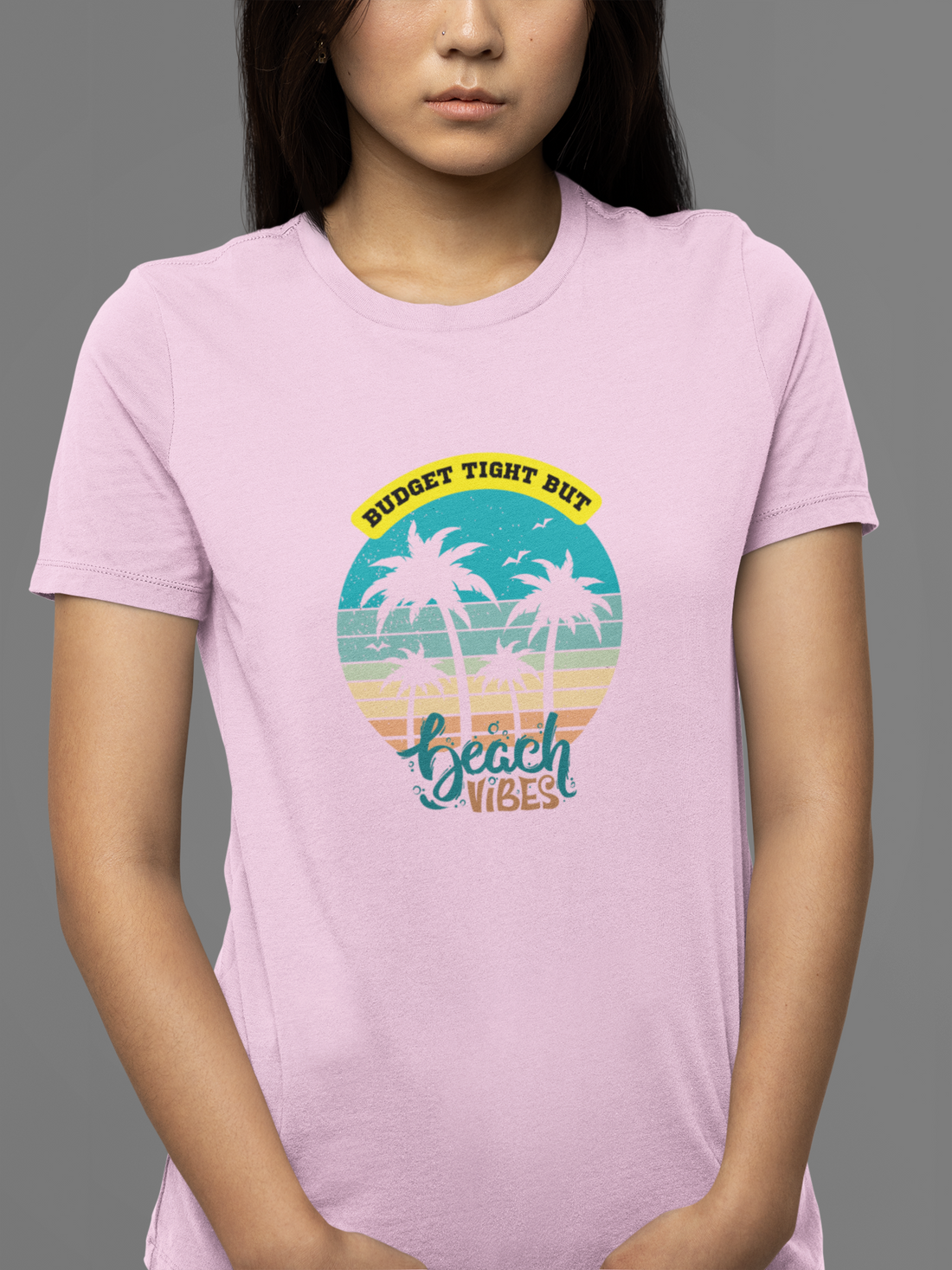 Round neck Half sleeves Tshirt with design of Cool Beach Vibes