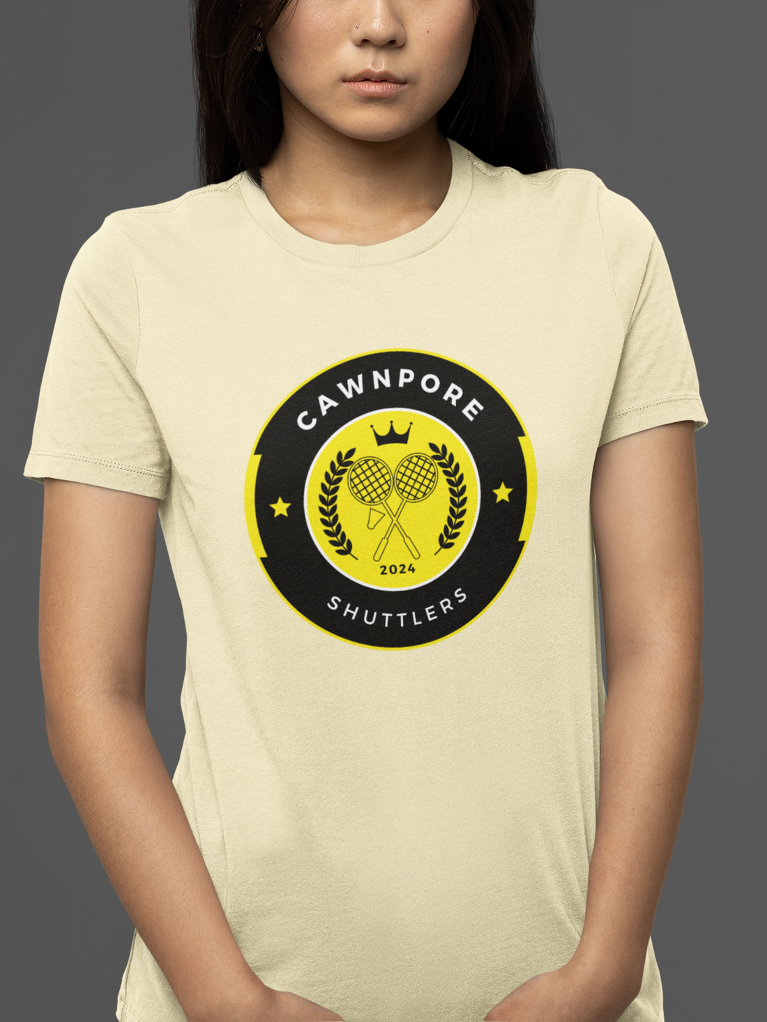 Round neck Half  sleeves Tshirt with Cawnpore Shuttlers design