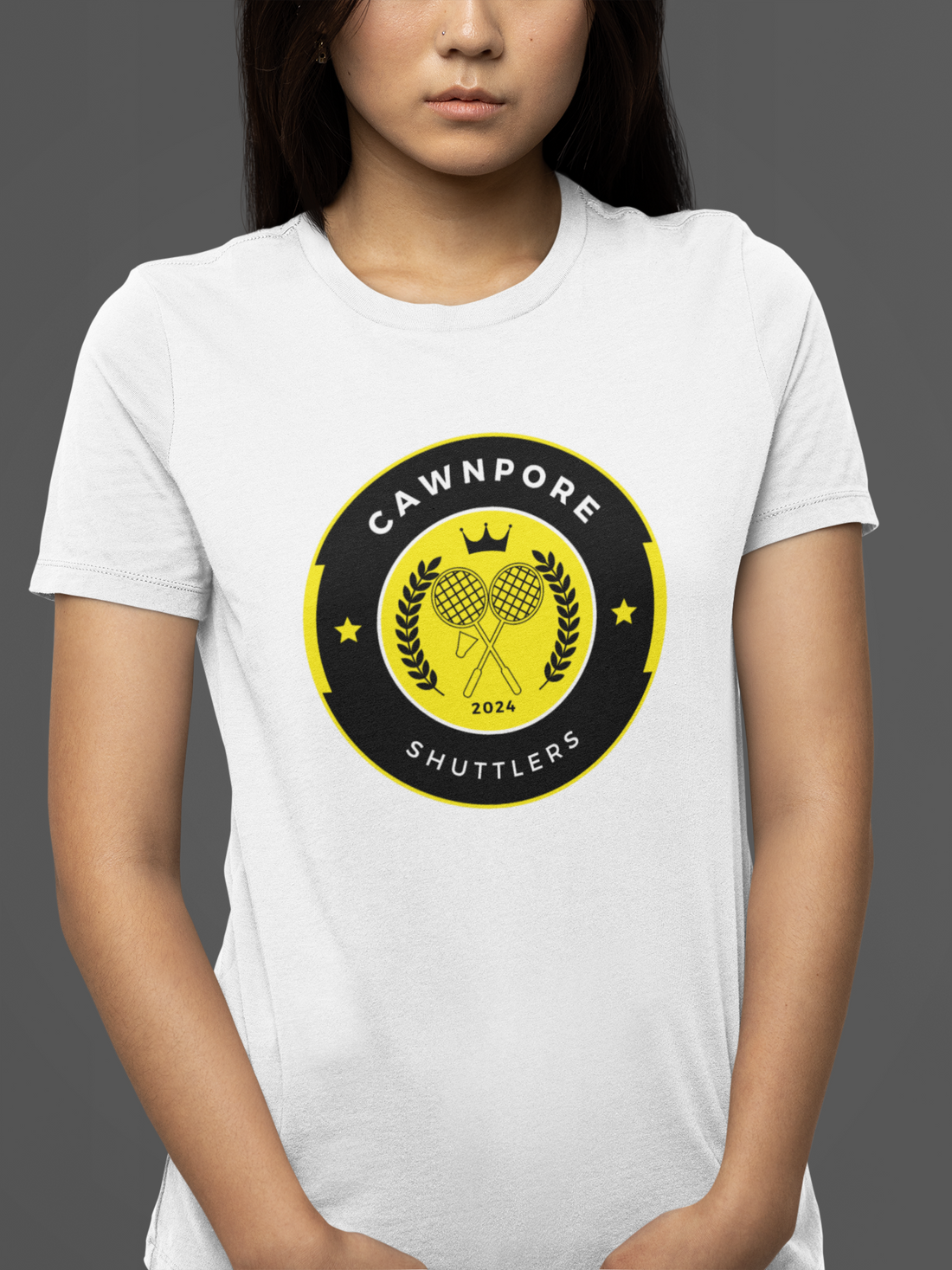 Round neck Half  sleeves Tshirt with Cawnpore Shuttlers design