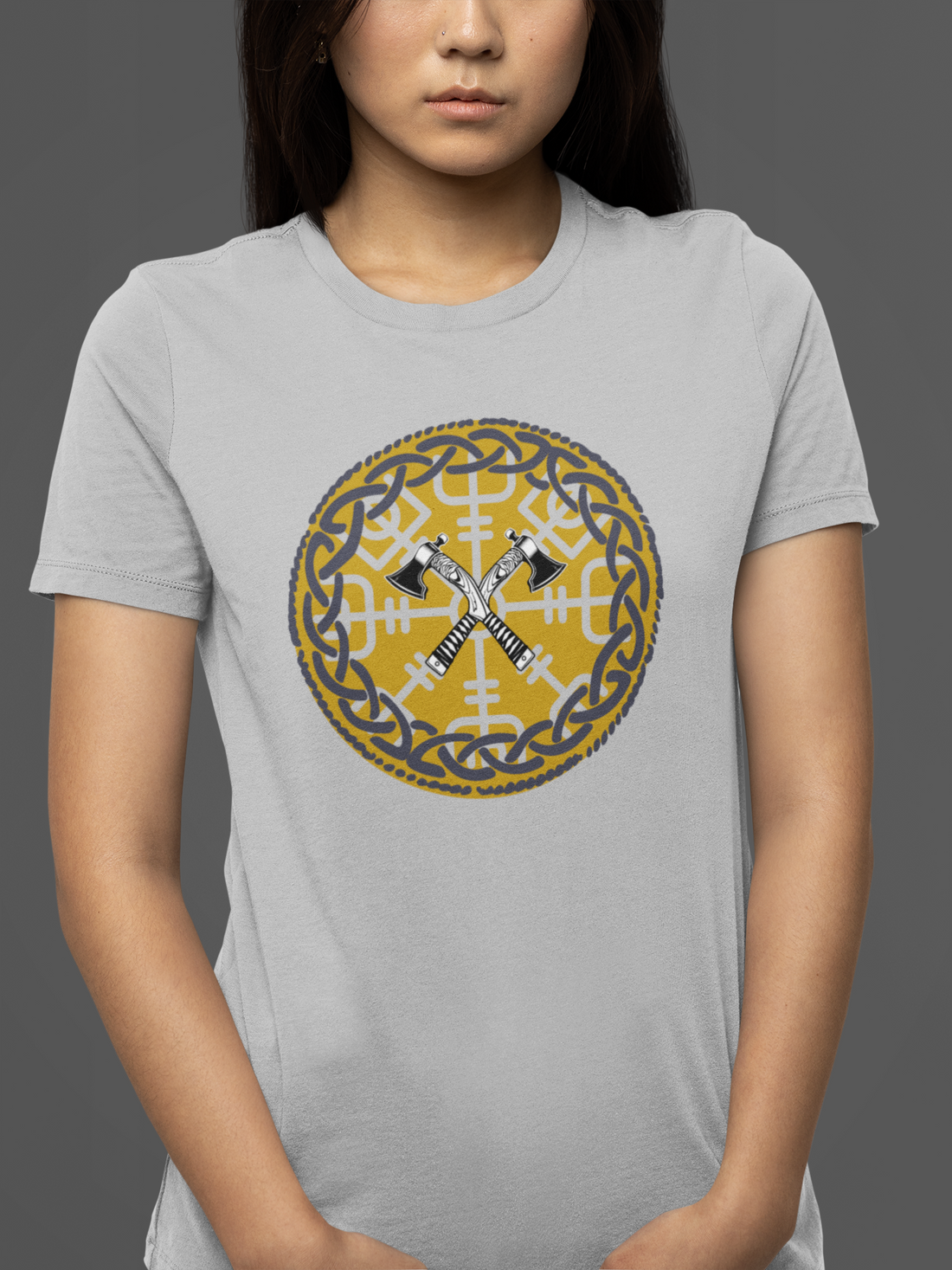 Round neck Half  sleeves Tshirt with Nordic Sword Symbol