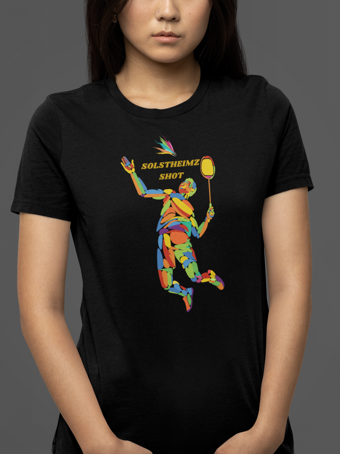 Round neck Half  sleeves Tshirt with Badminton design