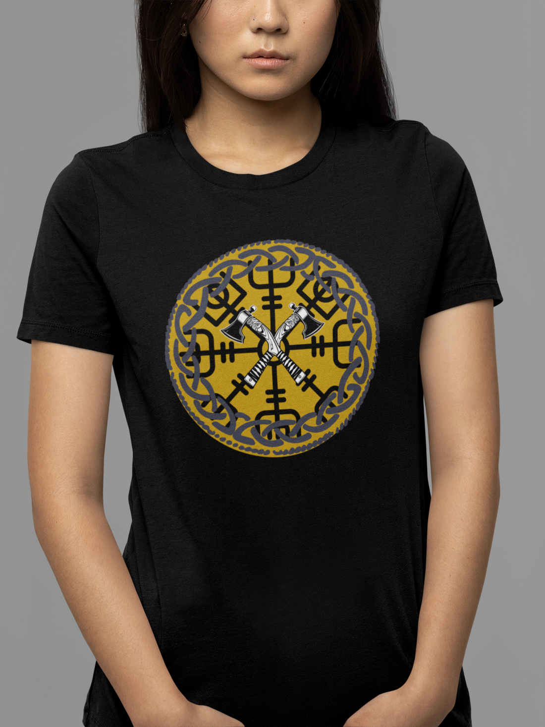 Round neck Half  sleeves Tshirt with Nordic Sword Symbol