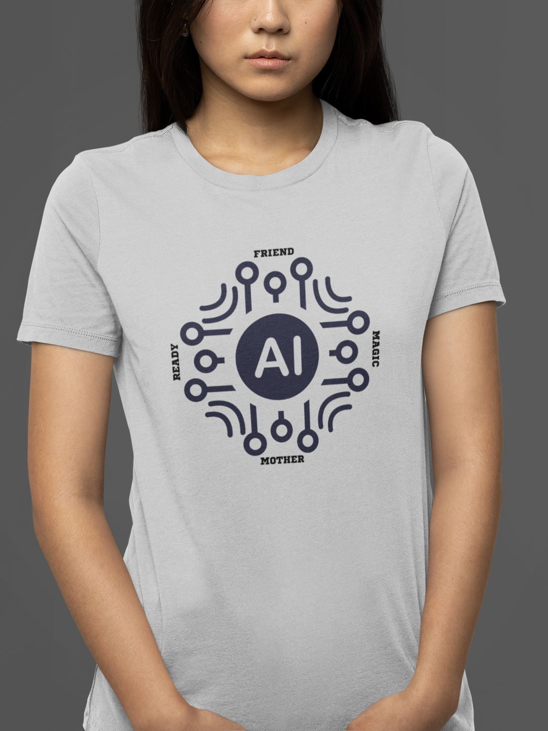 Round neck Half  sleeves Tshirt with AI Indian language connection