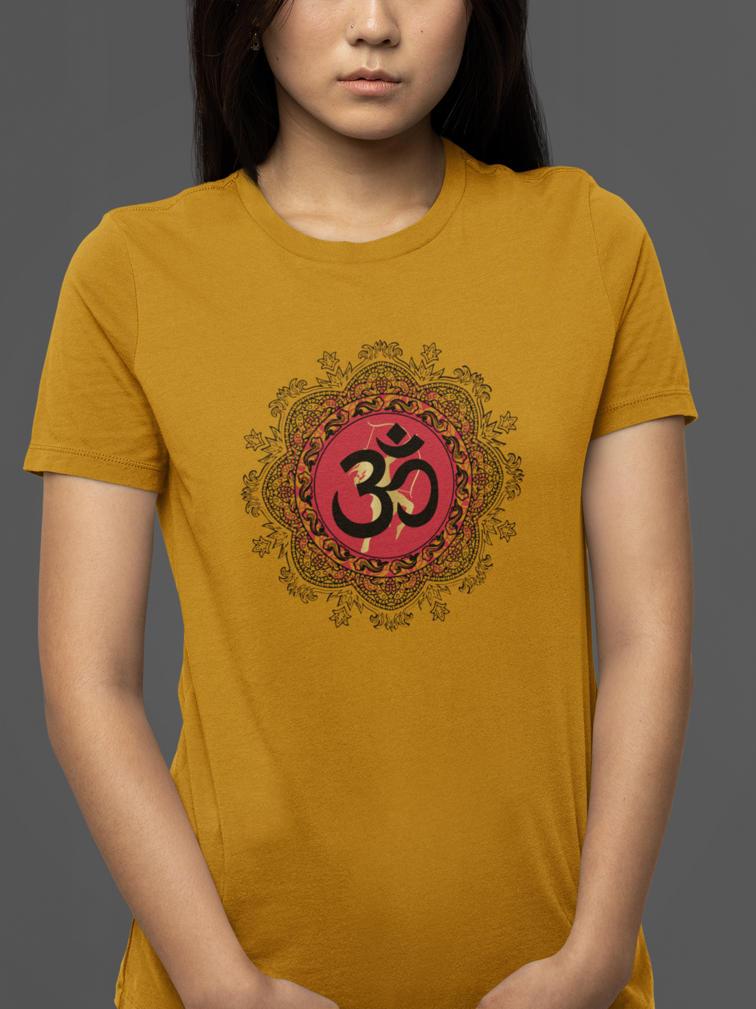 Round neck Half sleeves Tshirt with Dual printed design of Om and RamDhyan