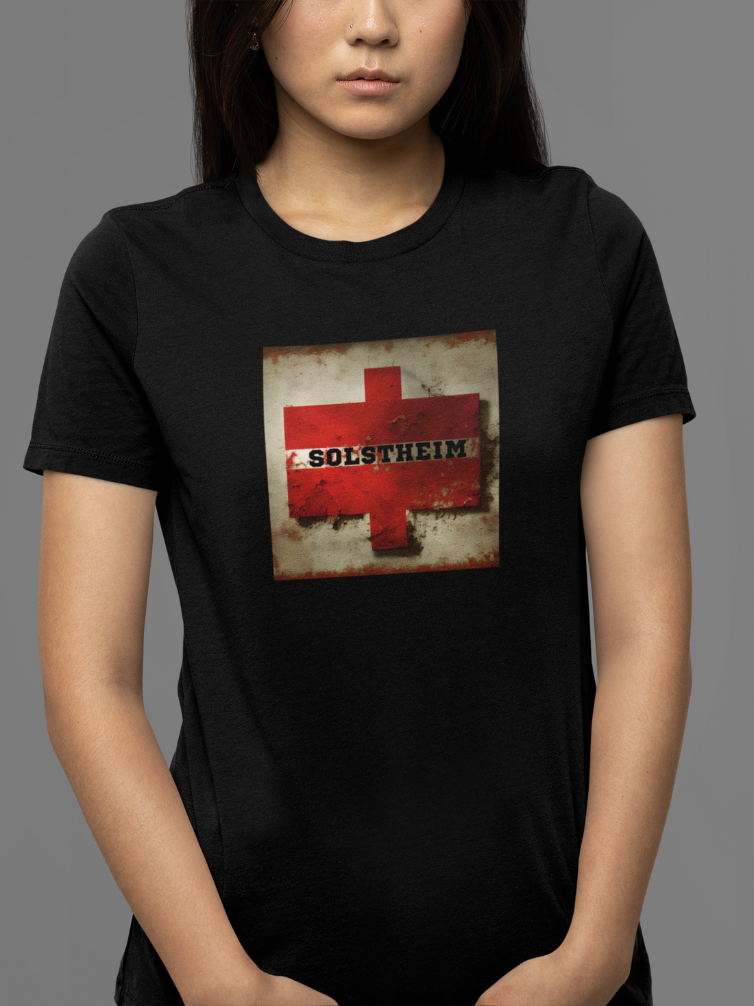 Round neck Half sleeves Tshirt with design of Retro Red Cross Plus