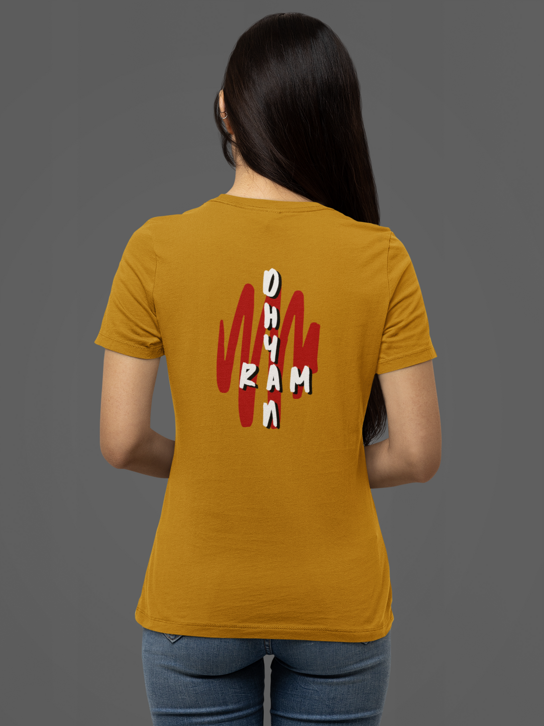 Round neck Half sleeves Tshirt with Dual printed design of Om and RamDhyan