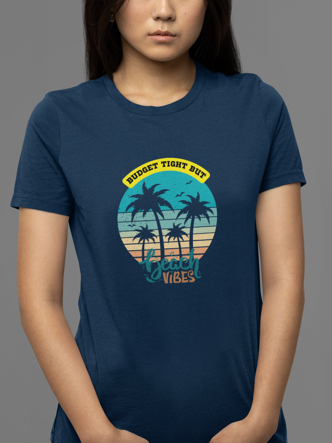 Round neck Half sleeves Tshirt with design of Cool Beach Vibes