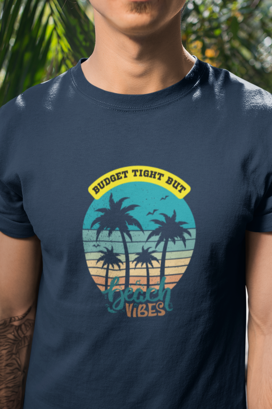 Round neck Half sleeves Tshirt with design of Cool Beach Vibes