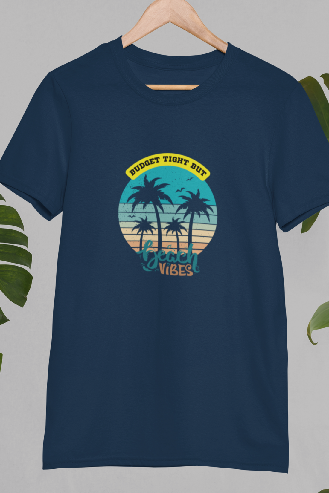 Round neck Half sleeves Tshirt with design of Cool Beach Vibes