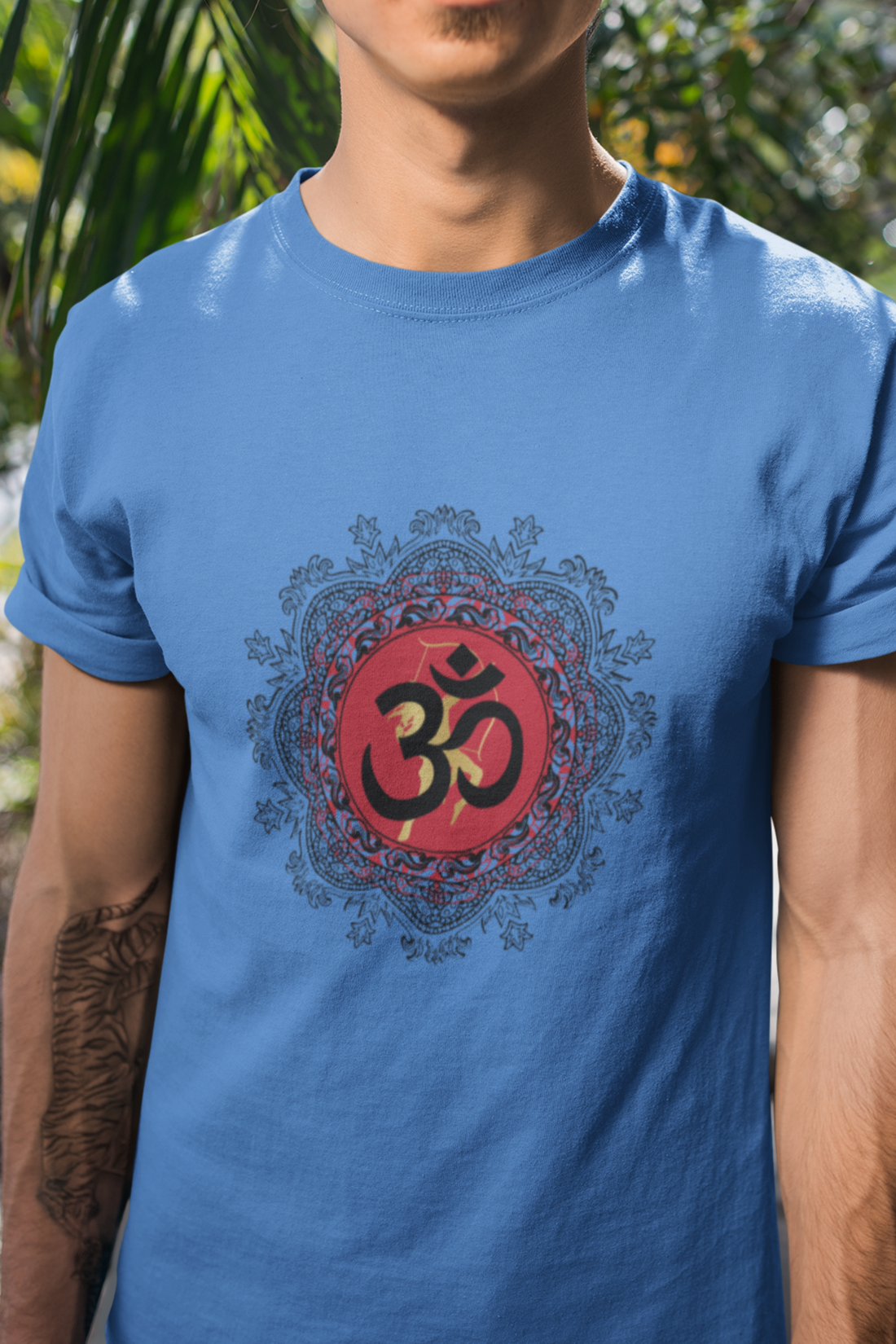 Round neck Half sleeves Tshirt with design of OM